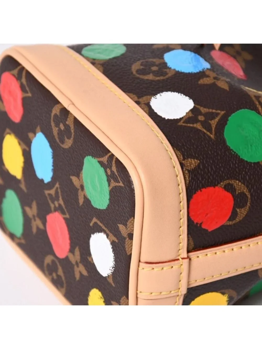 Louis Vuitton Yayoi Kusama Collaboration Shoulder Bag Monogram Nano Noe Brown